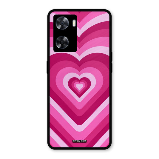 Red Pink Heart Oppo A57 2022 Mobile Back Cover - Aesthetic PrintShield Case