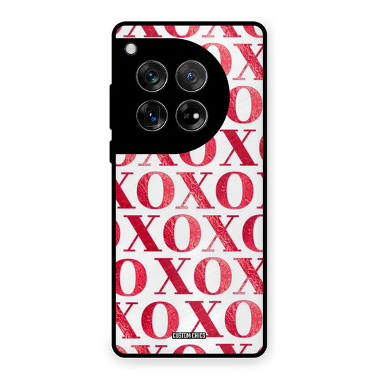 Red XOXO OnePlus 12 Mobile Back Cover - Cute PrintShield Case