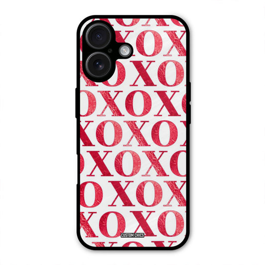 Red XOXO iPhone 16 Plus Mobile Back Cover - Cute PrintShield Case
