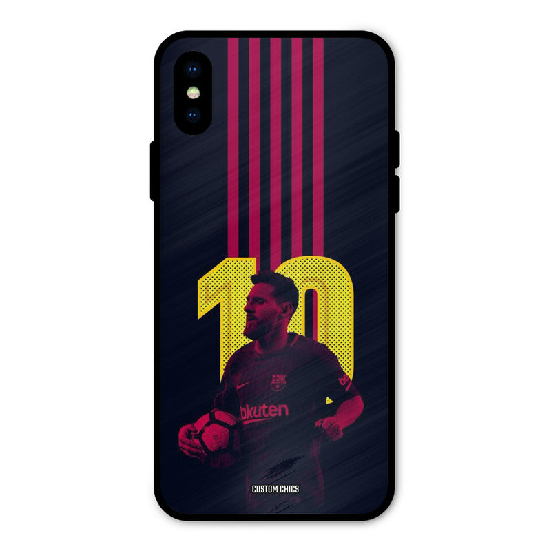 Retro Style Messi iPhone X Mobile Back Cover - Sports PrintShield Case