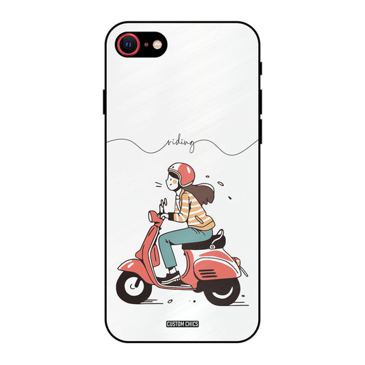 Rider Girl iPhone SE 2020 Mobile Back Cover - Car&Bike PrintShield Case