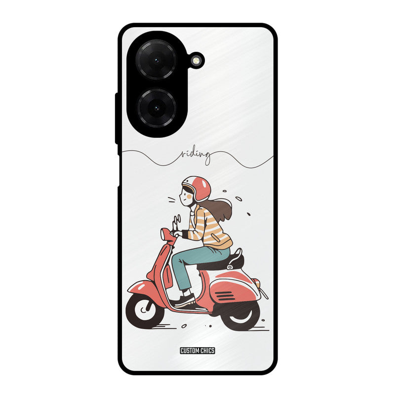 Rider Girl Poco C71 Mobile Back Cover - Car&Bike PrintShield Case