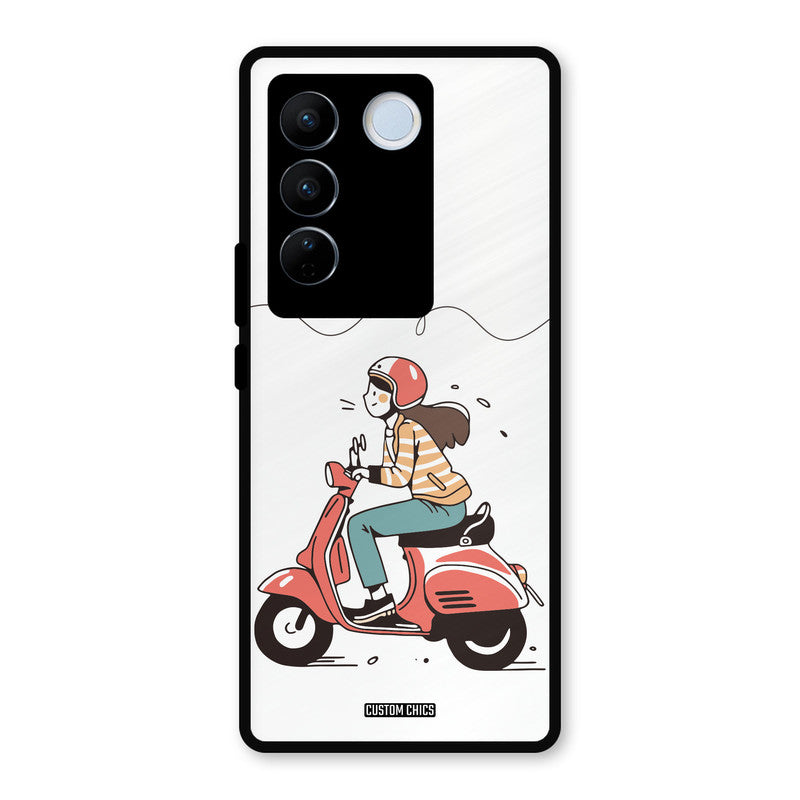 Rider Girl Vivo V27 Pro Mobile Back Cover - Car&Bike PrintShield Case
