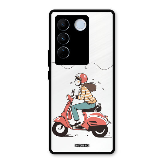 Rider Girl Vivo V27 Pro Mobile Back Cover - Car&Bike PrintShield Case