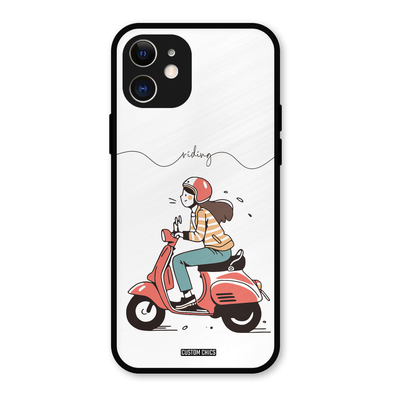 Rider Girl iPhone 12 Mobile Back Cover - Car&Bike PrintShield Case