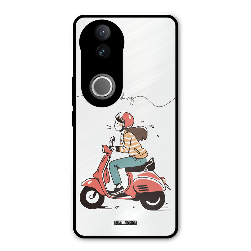 Rider Girl Vivo V50 Mobile Back Cover - Car&Bike PrintShield Case