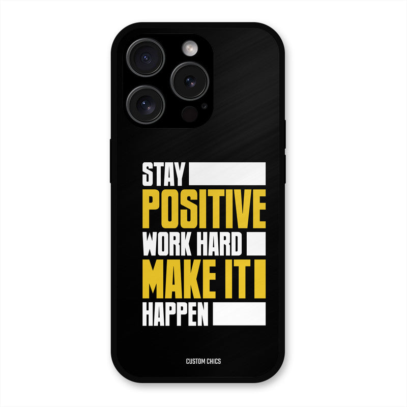 Stay Happy iPhone 15 Pro Max Mobile Back Cover - Typography PrintShield Case