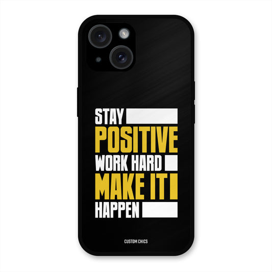 Stay Happy iPhone 15 Mobile Back Cover - Typography PrintShield Case