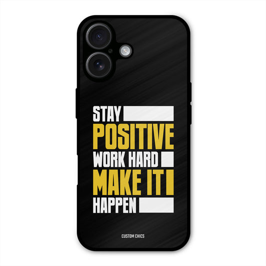 Stay Happy iPhone 16 Plus Mobile Back Cover - Typography PrintShield Case