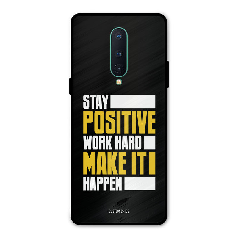 Stay Happy Oneplus 8 Mobile Back Cover - Typography PrintShield Case