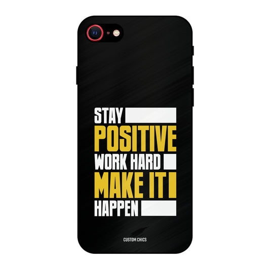 Stay Happy iPhone SE 2020 Mobile Back Cover - Typography PrintShield Case