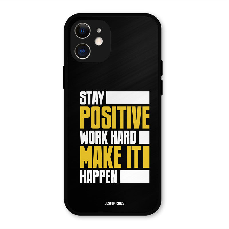 Stay Happy iPhone 12 Mobile Back Cover - Typography PrintShield Case