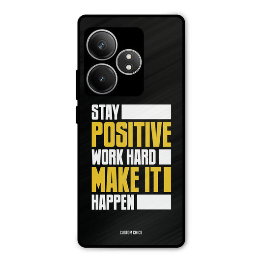 Stay Happy Realme GT 6T Mobile Back Cover - Typography PrintShield Case