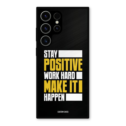 Stay Happy Samsung Galaxy S23 Ultra Mobile Back Cover - Typography PrintShield Case
