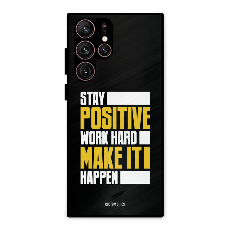 Stay Happy Samsung Galaxy S22 Ultra Mobile Back Cover - Typography PrintShield Case