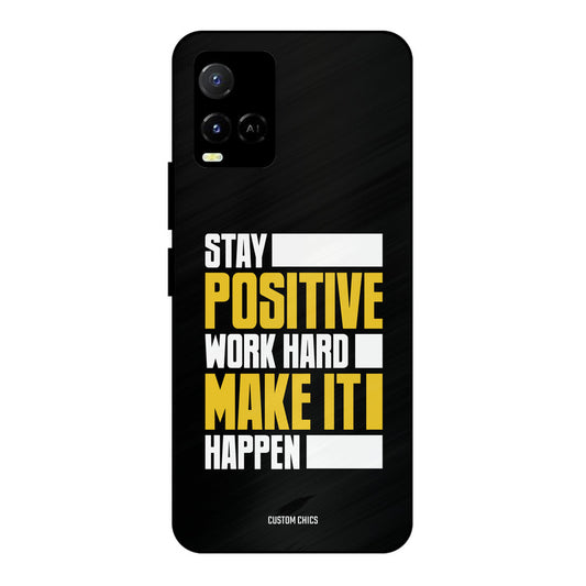 Stay Happy Vivo Y33s Mobile Back Cover - Typography PrintShield Case