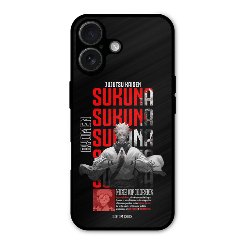 Sukuna Typo iPhone 16 Mobile Back Cover - Anime PrintShield Case