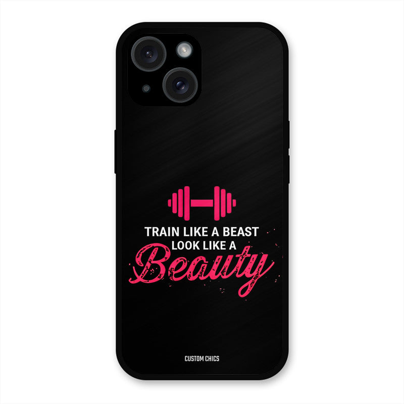 Train Like Beast iPhone 15 Plus Mobile Back Cover - Typography PrintShield Case