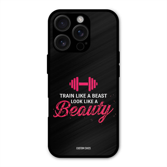 Train Like Beast iPhone 16 Pro Mobile Back Cover - Typography PrintShield Case