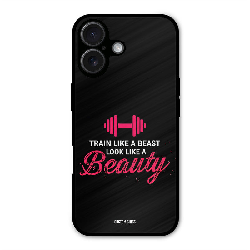 Train Like Beast iPhone 16 Plus Mobile Back Cover - Typography PrintShield Case