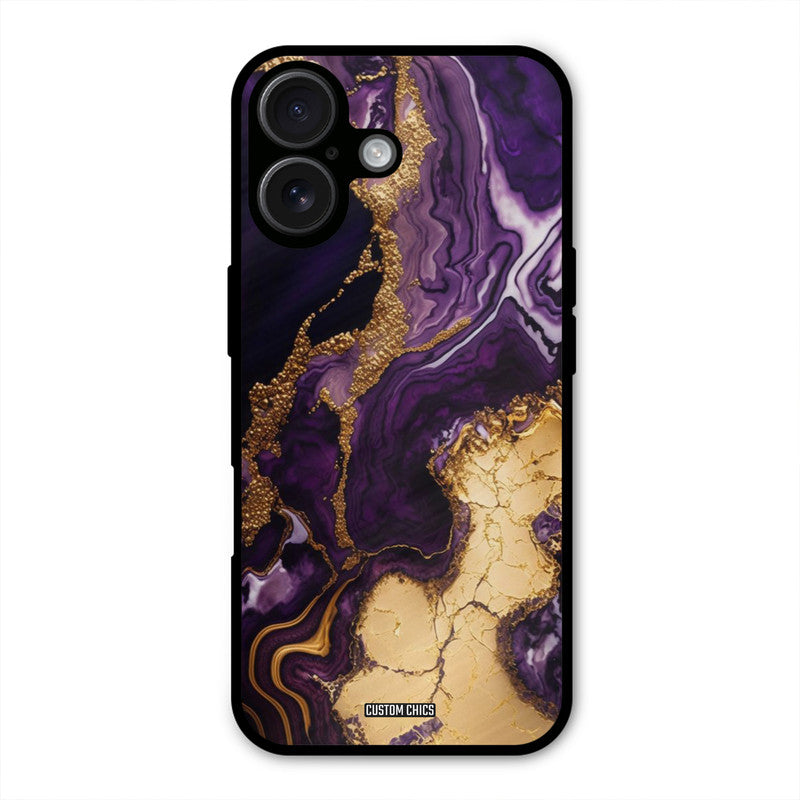 Viole Gold iPhone 16 Mobile Back Cover - Aesthetic PrintShield Case