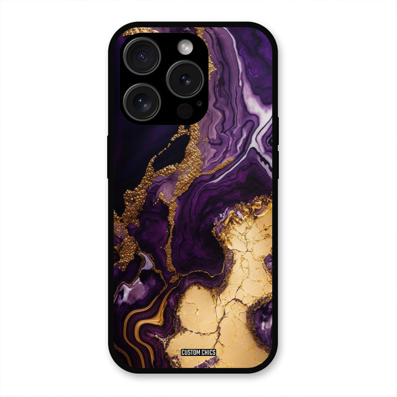 Viole Gold iPhone 15 Pro Max Mobile Back Cover - Aesthetic PrintShield Case