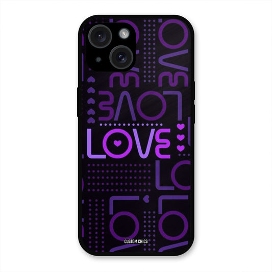 Violet Love iPhone 15 Plus Mobile Back Cover - Typography PrintShield Case