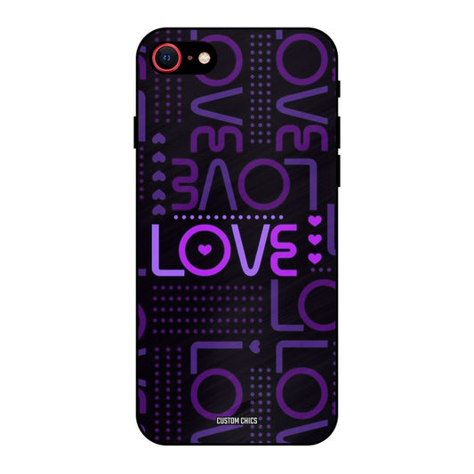 Violet Love iPhone SE 2020 Mobile Back Cover - Typography PrintShield Case