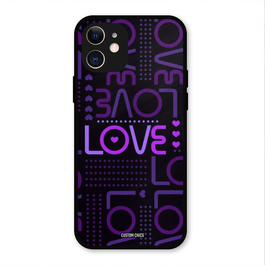 Violet Love iPhone 12 Mobile Back Cover - Typography PrintShield Case