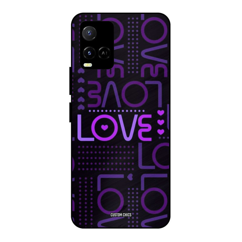 Violet Love Vivo Y33s Mobile Back Cover - Typography PrintShield Case
