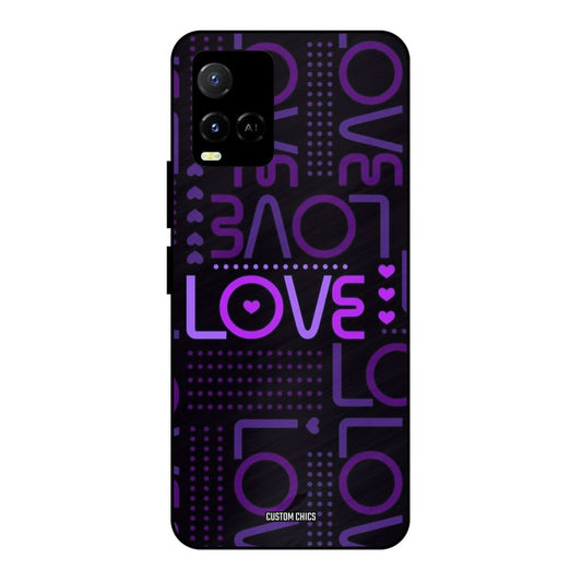 Violet Love Vivo Y33s Mobile Back Cover - Typography PrintShield Case