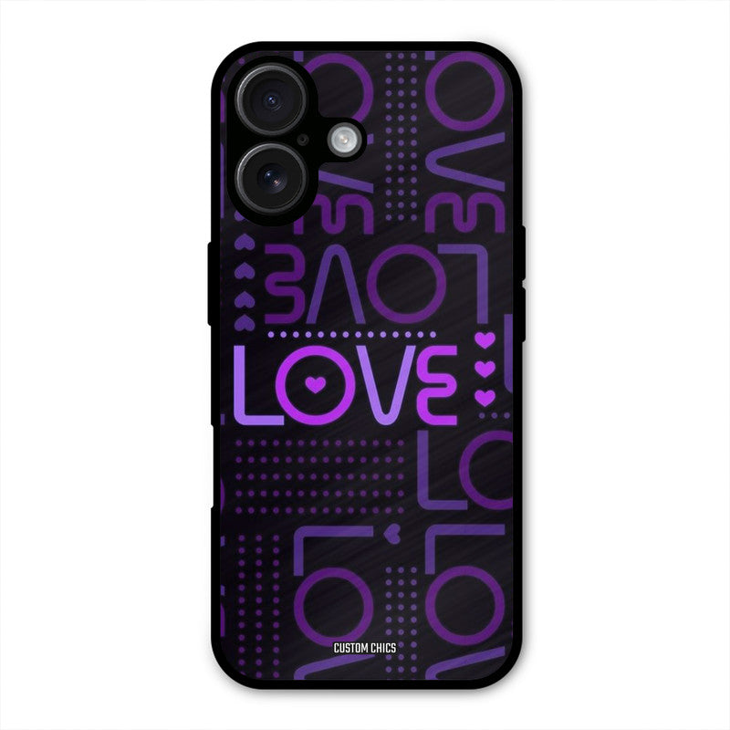 Violet Love iPhone 16 Plus Mobile Back Cover - Typography PrintShield Case
