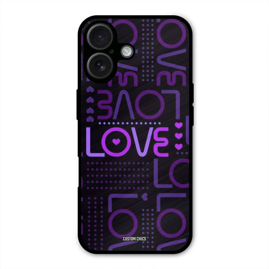 Violet Love iPhone 16 Plus Mobile Back Cover - Typography PrintShield Case