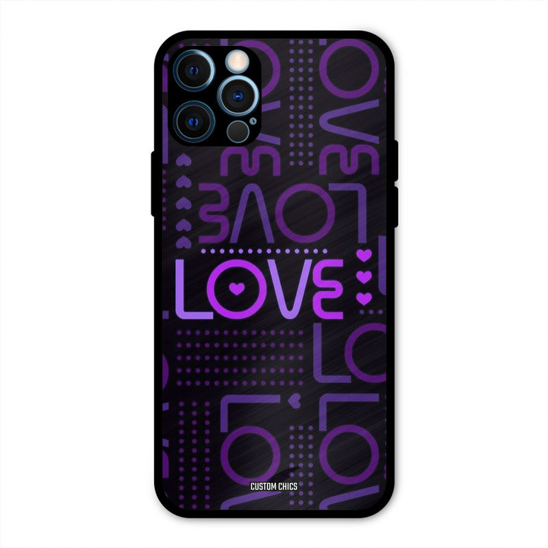 Violet Love iPhone 12 Pro Mobile Back Cover - Typography PrintShield Case