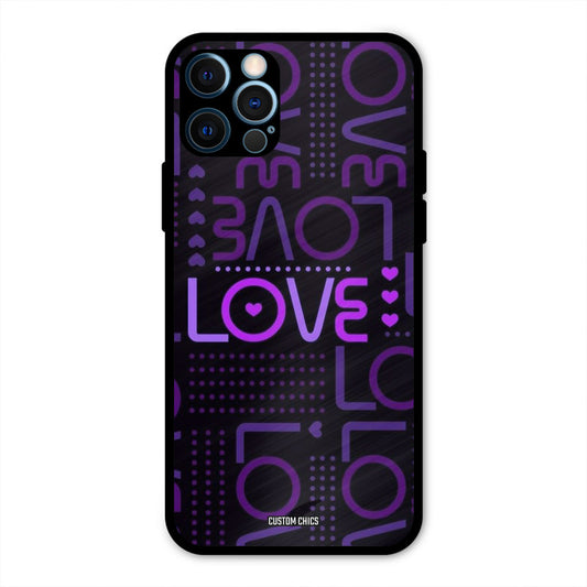 Violet Love iPhone 12 Pro Mobile Back Cover - Typography PrintShield Case