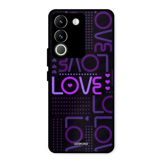 Violet Love Vivo Y200 Mobile Back Cover - Typography PrintShield Case