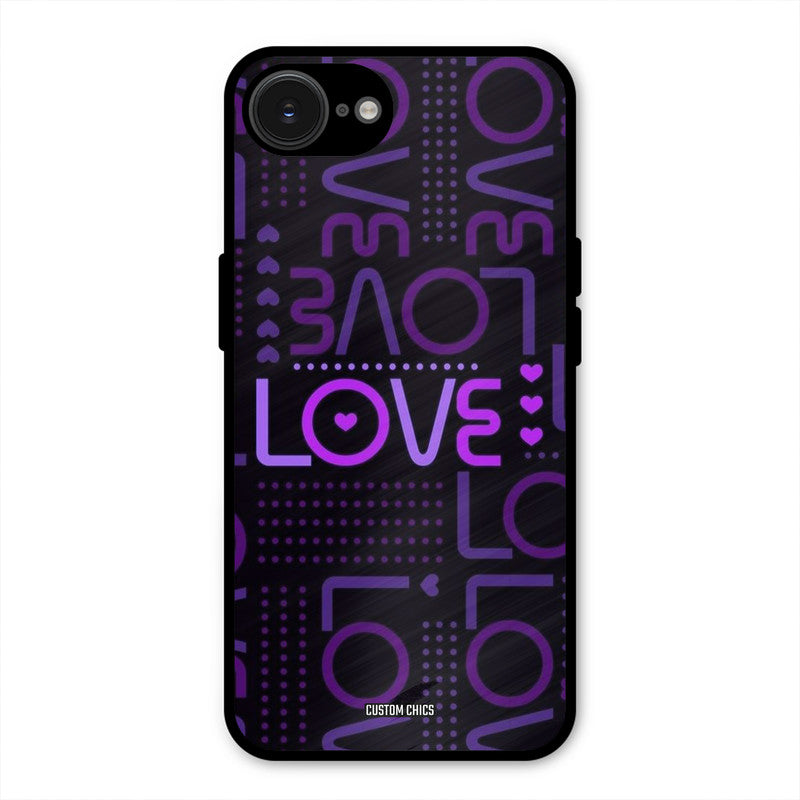 Violet Love iPhone 16e Mobile Back Cover - Typography PrintShield Case