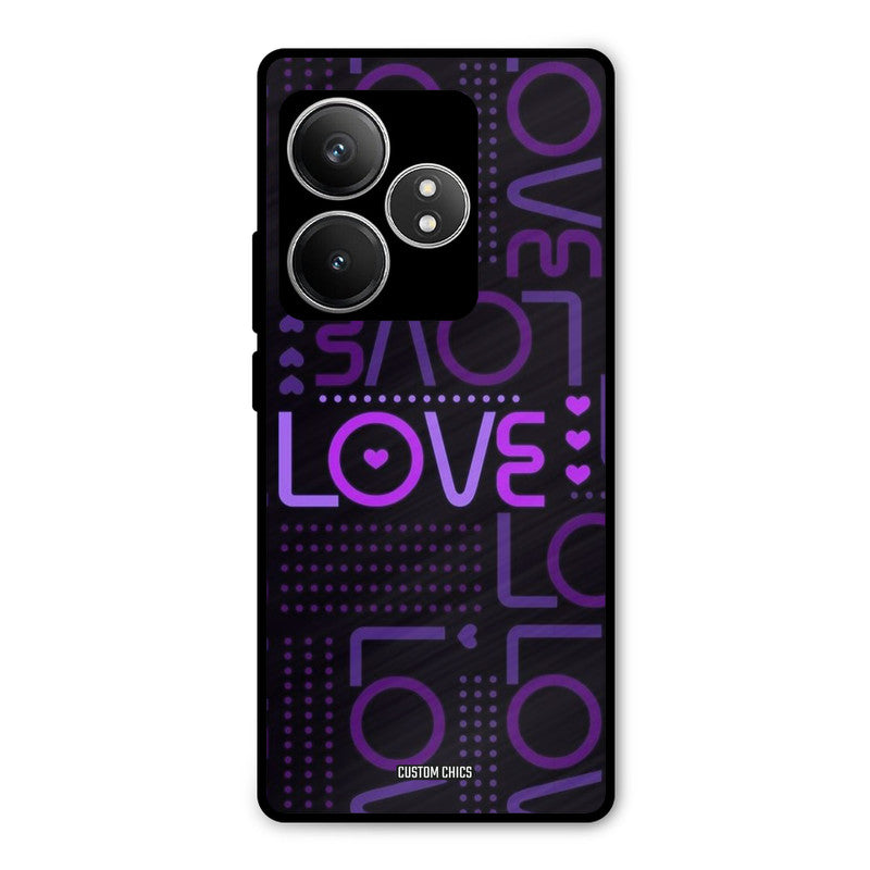 Violet Love Realme GT 6T Mobile Back Cover - Typography PrintShield Case
