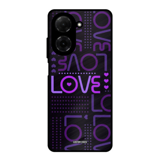 Violet Love Poco C71 Mobile Back Cover - Typography PrintShield Case