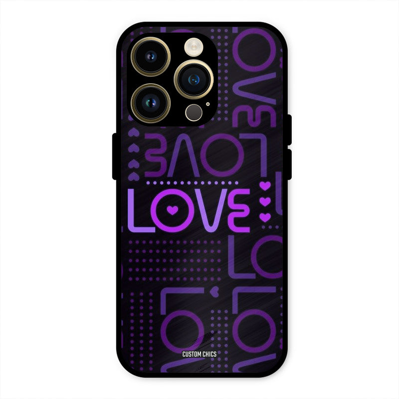 Violet Love iPhone 14 Pro Mobile Back Cover - Typography PrintShield Case