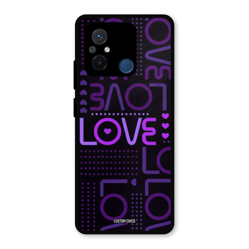 Violet Love Redmi 12c Mobile Back Cover - Typography PrintShield Case
