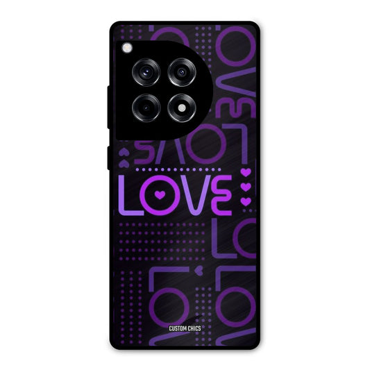 Violet Love OnePlus 12R Mobile Back Cover - Typography PrintShield Case