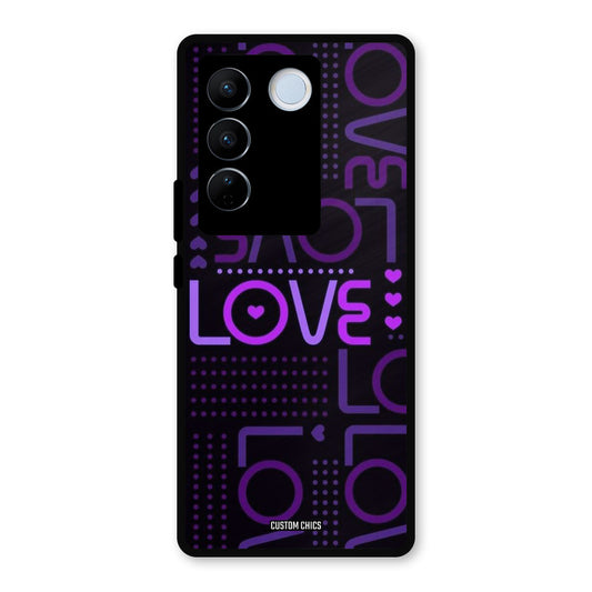 Violet Love Vivo V27 Pro Mobile Back Cover - Typography PrintShield Case