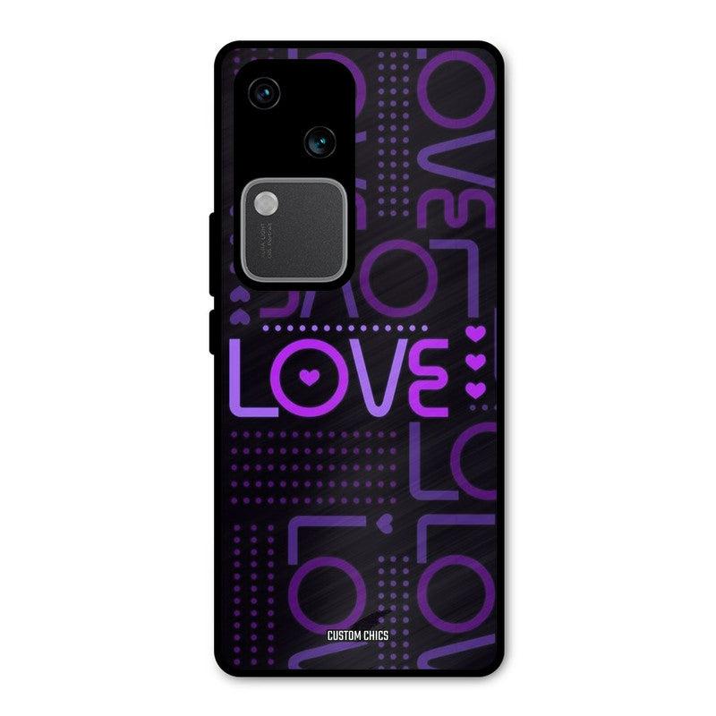 Violet Love Vivo V30 Mobile Back Cover - Typography PrintShield Case