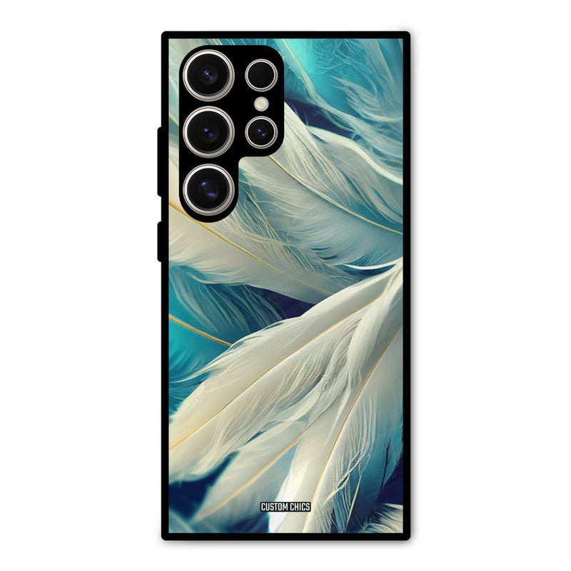 White Feather Samsung Galaxy S24 Ultra Mobile Back Cover - Aesthetic PrintShield Case