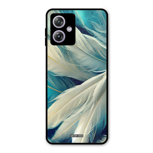 White Feather Moto G54 Mobile Back Cover - Aesthetic PrintShield Case