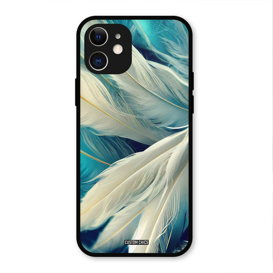 White Feather IPhone 12 Mobile Back Cover - Aesthetic PrintShield Case