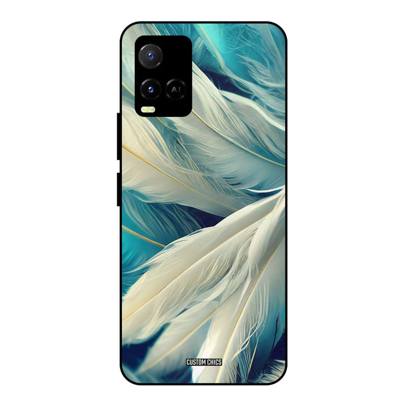 White Feather Vivo Y33s Mobile Back Cover - Aesthetic PrintShield Case