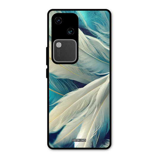 White Feather Vivo V30 Mobile Back Cover - Aesthetic PrintShield Case