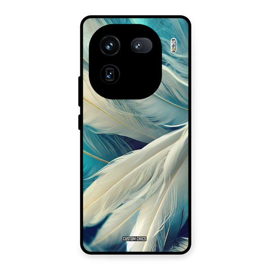 White Feather iQOO 12 Mobile Back Cover - Aesthetic PrintShield Case